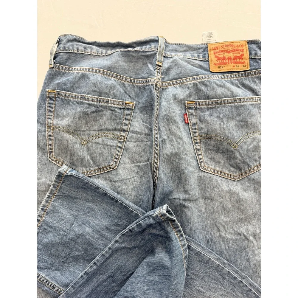 Levi's 527 Jeans Mens 34x34 Blue Medium Wash Bootcut Leg Denim Pants Casual